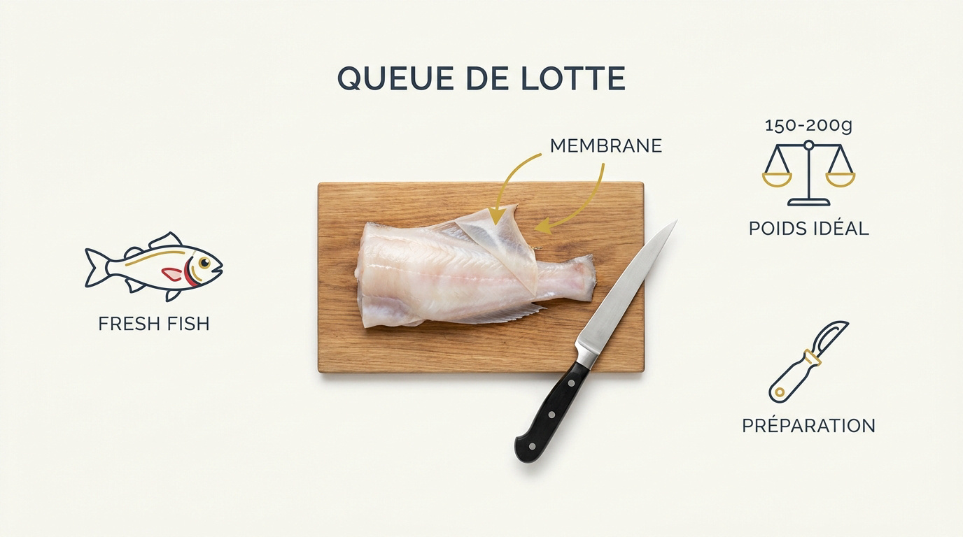 Préparation d'une queue de lotte fraîche