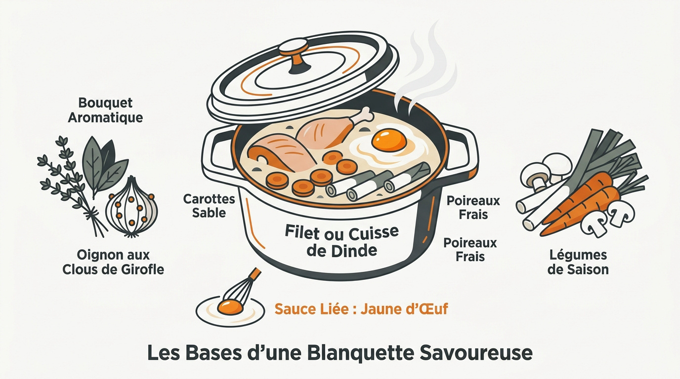 Recette blanquette dinde : le secret d'une viande fondante