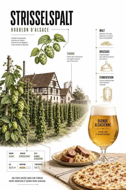 Bière alsacienne : houblon Strisselspalt, brasserie et table régionale